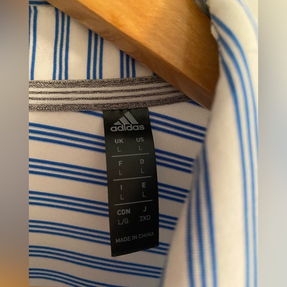 Adidas Men’s Striped Performance Golf Polo Size L - Picture 4 of 6